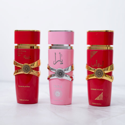 SET 3 BODYMIST-URI DAMA - YARA, BACCARAT ROUGE, AMEERAT AL ARAB (250ML fiecare)